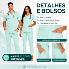 Pijama Cirúrgico Unissex Oxford – Conjunto Scrub Hospitalar Profissional Uniforme Médico Enfermagem Dentista