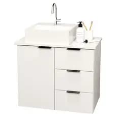 Balcão Móvel Gabinete Mdf Para Banheiro Com Tampo&Cuba, 60cm de Largura Gavetas Lado Direito