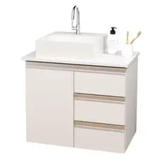 Balcão Móvel Gabinete Mdf Para Banheiro Com Tampo & Cuba 60cm de Largura - Design Moderno