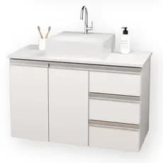 Balcão Móvel Gabinete Mdf Para Banheiro Com Tampo & Cuba 80cm de Largura