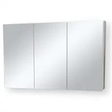 Armário Aéreo 80cm Para banheiro em MDF Branco Fosco Com Espelho 3 Portas Móvel Suspenso Multiuso Com fundo