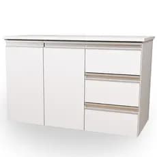 Gabinete Banheiro 80cm MDF Branco Balcão com Tampo de Apoio Armário Com Fundo