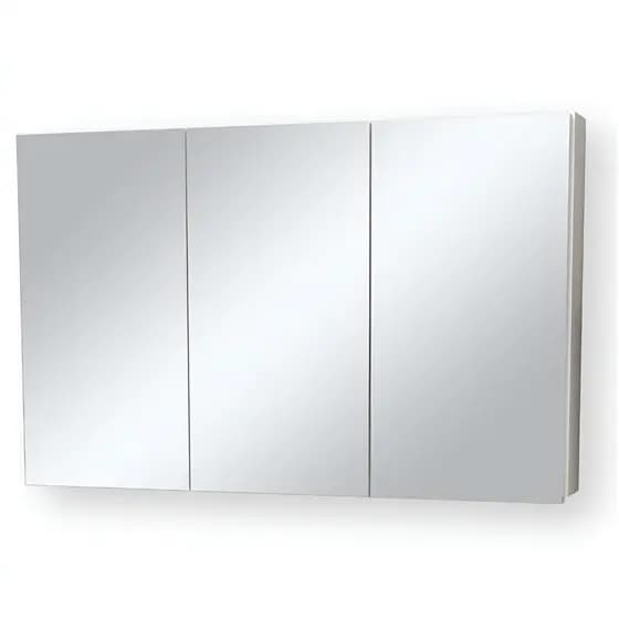 Armário Aéreo 80cm Para banheiro em MDF Branco Fosco Com Espelho 3 Portas Móvel Suspenso Multiuso Sem Fundo