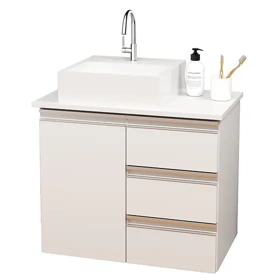 Balcão Móvel Mdf Armário De Banheiro 60cm Com Tampo/cuba Sem Fundo