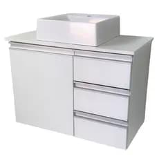 Balcão Móvel Gabinete Mdf Para Banheiro Com Fundo, Tampo & Cuba 70cm de Largura