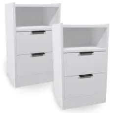 Kit Mesa De Cabeceira VOXA Móveis Mdf 60x30cm 2 Uni. Branco Com Fundo