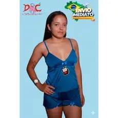 Pijama Baby Doll de Liganet Liso com Bojo Tamanhos P,M,G e GG