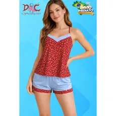 Baby doll liganete  Alça fina Pijama Feminino Confortável com detalhes liso Tamanhos P, M G GG