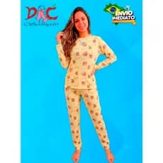 Pijama Feminino  Suede Adulto Para o Frio Blusa Longa e Calça Forma Grande PP,P,M,G,GG