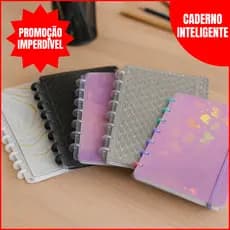 Caderno Inteligente Universitário Grande Capa Dura Courino Metalizado C/87 Folhas 11 Discos