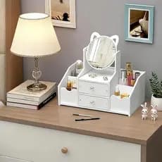 Porta Maquiagem Organizador de Cosméticos com Espelho e 2 Gavetas Estilo Clean e Funcional