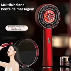 Escova Elétrica Luz Vermelha Aplicador de Óleo Crescimento e Fortalecimento dos Fios
