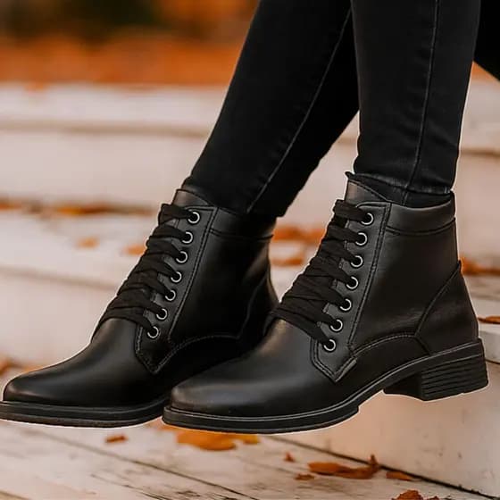 Bota Feminina Couro Legítimo Botinha Casual Confortável Salto Baixo