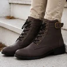 Bota Feminina Cano Curto Botinha Salto Baixo