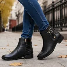 Bota Feminina Elegante Coturno Casual Ziper