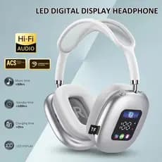 Fone De Ouvido Sem Fio Bluetooth Com Tela Digital RGB Leitor De Cartão Bateria De Longa Duração