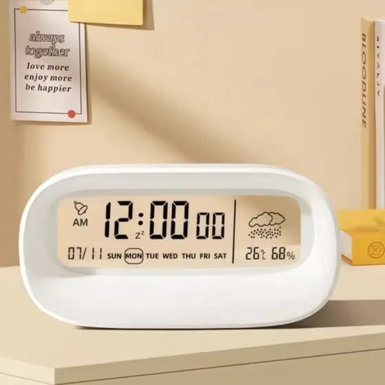 Calendário digital Inteligente Despertador Recarregável Com Luz Noturna Presente Criativo Transparente Multifuncional
