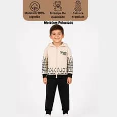 Conjunto Moletom Masculino Peluciado Roupa De Menino Inverno Inverno Casaco + Calça Do 4 Ao 10