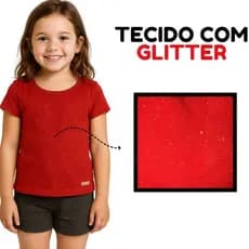 Kit 3 Blusas Com Brilho Manga Curta  Sortidas Infantil Menina Confortável Algodão Do 1 Ao 16