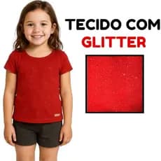 Blusa Com Brilho Manga Curta Infantil Roupa De Verão Menina Confortável Glitter Algodão Do 1 Ao 16