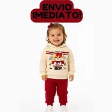Conjunto Moletom Feminino Inverno Peluciado Capuz Roupa De Frio Menina Do 1 Ao 3 Casaco + Calça