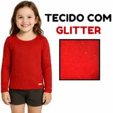 Blusa Manga Longa Com Brilho Roupa De Inverno Confortável Glitter Infantil Menina Algodão Do 1 Ao 16