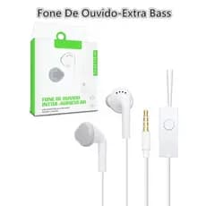 Fone de ouvido branco headset com fio e microfone, entrada de 3.5mm, para celular 120cm de fio