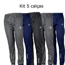 Kit Com 5 Calças Infantil Jogger 4 ao 16 Forrada Com Bolsos Ziper Cordão e Elastico
