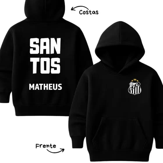 Moletom Canguru Com Capuz Futebol Time Peixe Blusa de Frio Casaco Infantil Agasalho Menino Menina