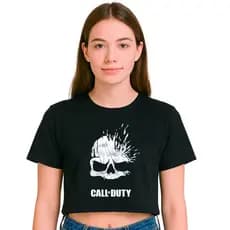 Cropped Caveira Jogo Call Of Duty  Camisa 100% Algodão Premium Adulto Feminino