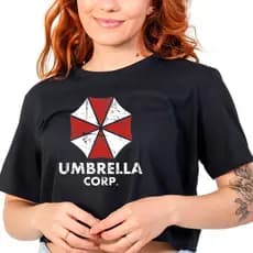 Cropped Umbrella Corporation Resident Evil Camisa 100% Algodão Premium Adulto Feminino