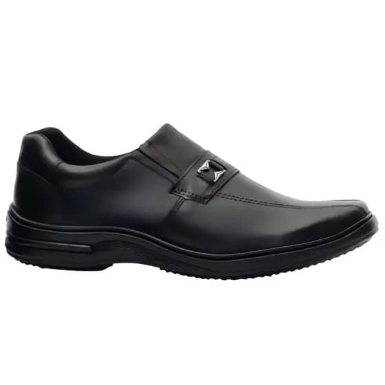 Sapato Social Masculino Em Couro Legitimo Linha Comfort Bico Quadrado