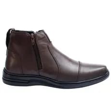 Bota Masculina Couro Legítimo Café com Zíper Lateral – Conforto, Estilo para o Dia a Dia