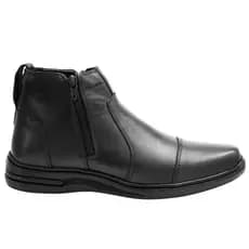 Bota Masculina Couro Legítimo Preta com Zíper Lateral – Conforto, e Estilo para o Dia a Dia