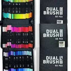 29a Dual Brush Pen e Ponta Fina À Base Álcool C/ Pasta Organizadora.