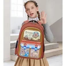 Mochila Escolar Infantil Estampa Fofa Cores Vibrantes Estojo Lateral Espaçosa,Confortável Resistente