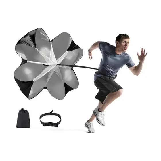Paraquedas Funcional Corrida Resistência Treino Futebol Ajustável Preto JustGoFit