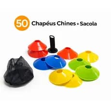 Kit 50 Chapéu Chinês Cone Demarcação Treino Funcional Agilidade Esporte JustGoFit