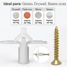 Bucha Aba Fly GDP 6mm C/ Anel Drywall Gesso 4 a 16 + Parafuso 4,0 X 50mm