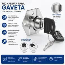 Fechadura com 2 Chaves Para Gaveta, Armário, com Batente para moveis em geral 22mm/31mm