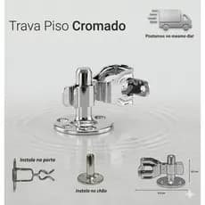 Trava Porta Prendedor Fixador De Piso Cromado Cromo Em Aço Reforçado