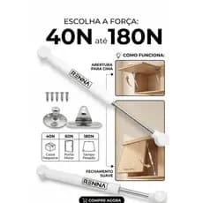 Pistão A Gás de móveis com Amortecedor p/ Portas De Armário Abre para Cima Varios Modelos