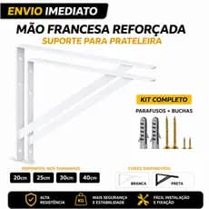Kit Mão Francesa 20cm 25cm 30cm 40cm Suporte Prateleira Tampo De Mesa E Bancada + Kit de Parafusos