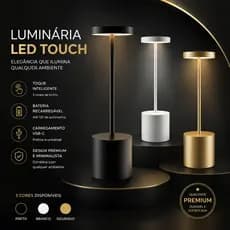 Abajur LED Cristal Touch Recarregável 3 Cores Dimerizável Luz Luxuosa USB Decorativo Mesa