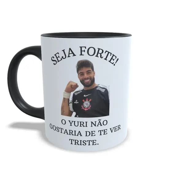 Caneca Yuri Alberto meme seja forte branca e colorida
