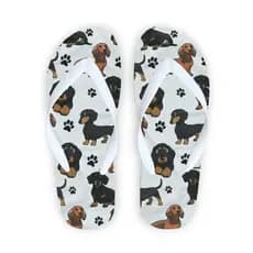 Chinelo cachorro salsicha preto e marrom desenho alta qualidade diversos tamanhos