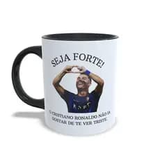 Caneca Cristiano Ronaldo meme seja forte branca e colorida mais vendidas futebol