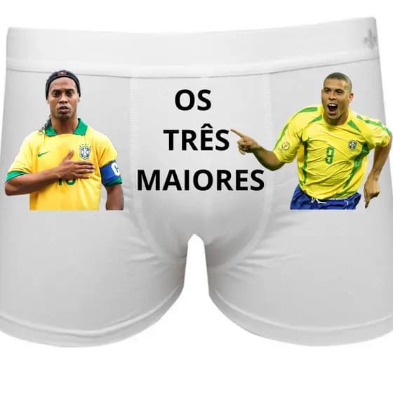 Cueca Box Personalizada  Ronaldinho gaúcho e Ronaldo fenómeno Os três maiores-  futebol