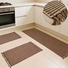 Kit 3 Tapete Passadeira Cozinha Algodão Grosso Premium
