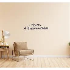 Adesivo Decorativo "A Fé Move Montanhas" | Montanha + Frase Inspiradora | 27x54cm